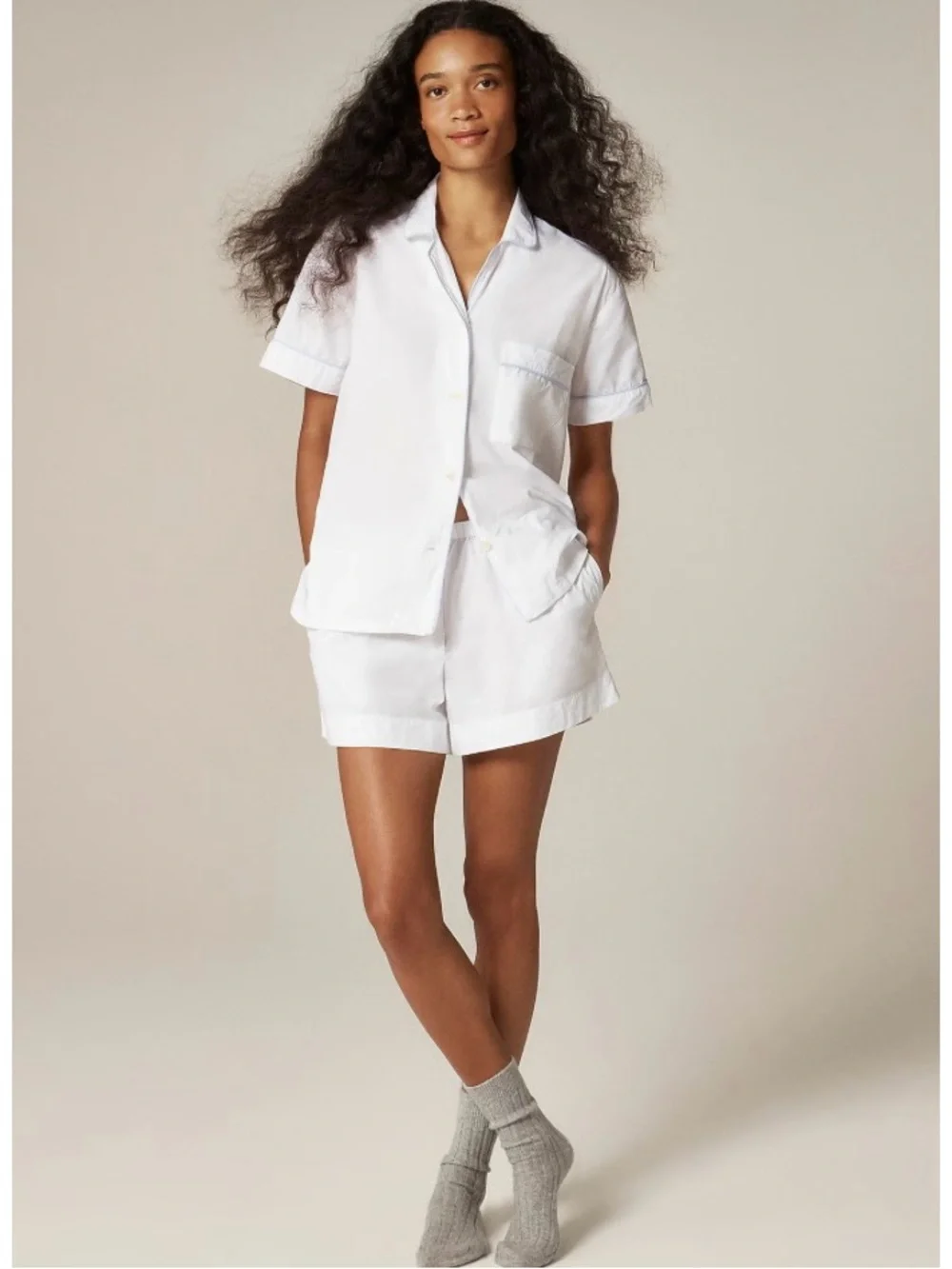 J. Crew Pajama Short Set End-on-end Cotton White